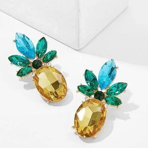 Boutique - Rhinestone pineapple shaped stud earrings